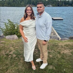 Abercrombie Cowl Neck Draped Maxi Dress in Pearl